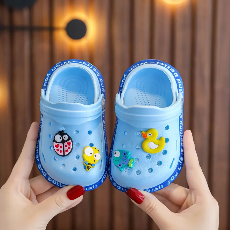 

0-5Y Children Beach Shoes Summer Boys Girls Slippers Cartoon Non-Slip Baby Sandals Closed Toe Breathable Soft Comfortable Home