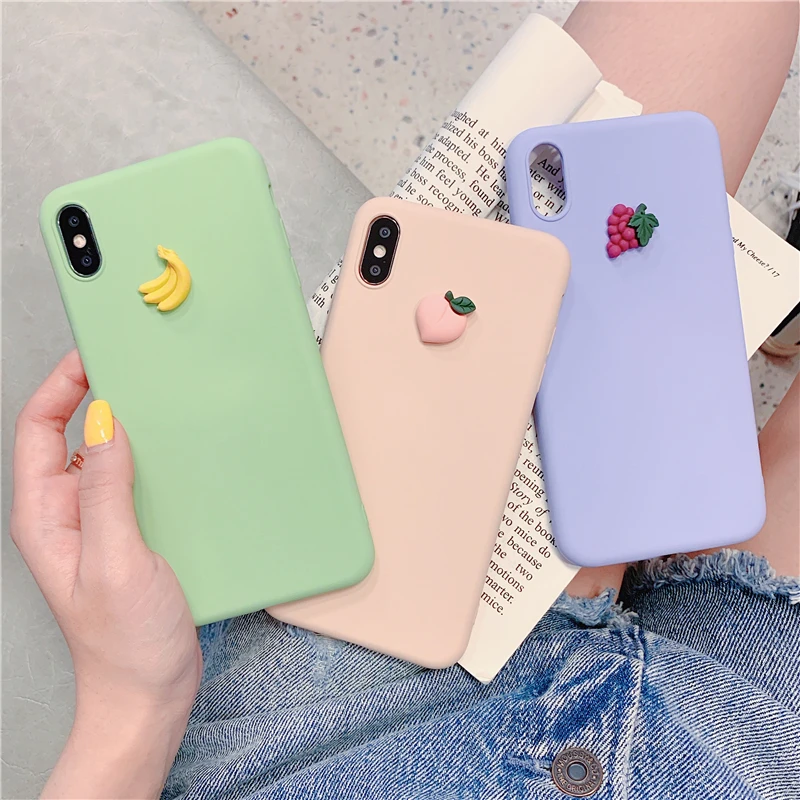 Милый 3D чехол для iPhone XR силиконовый с изображением фруктов мультяшный 7 8 XS MAX 6S Plus