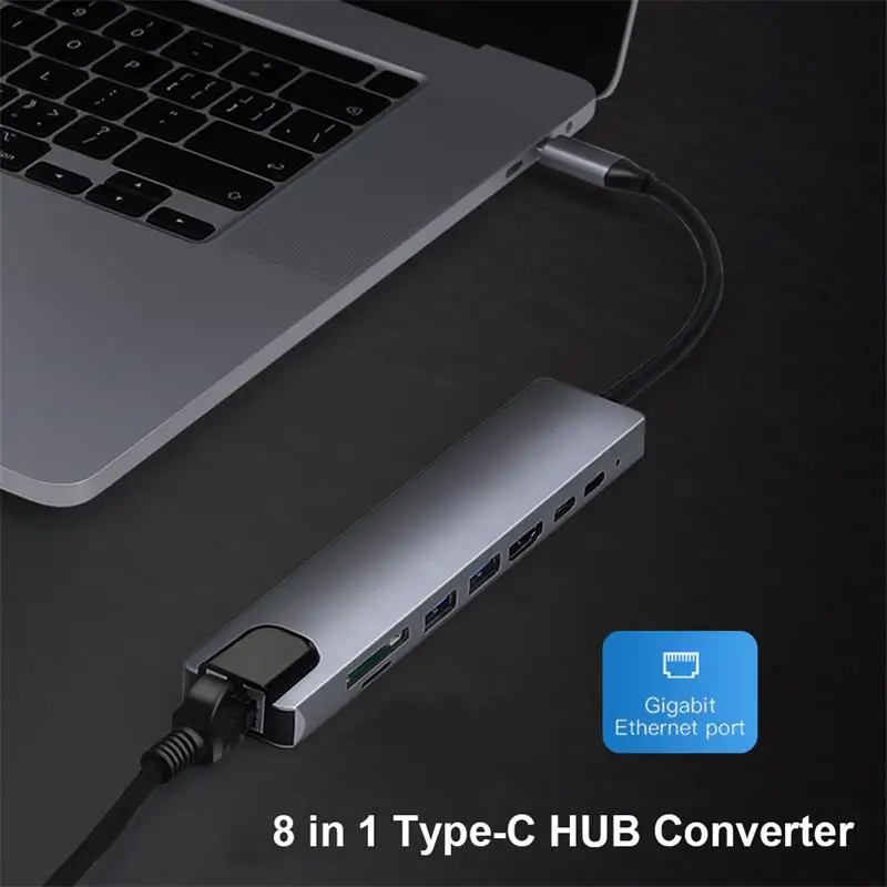 usb c hub type c adapter with 4k usb c to hdmi compatible 100mbps rj45 port 2 usb 3 0 ports usb c pd for imac air macbook pro free global shipping