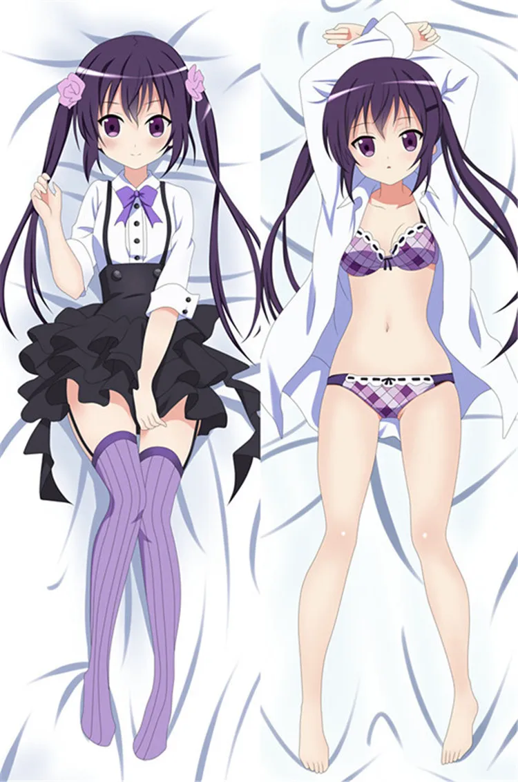 

Is the order a rabbit  Body Pillow Cover Case Kafuu Chino Hoto Kokoa Sexy Girls Pillowcase Peach Skin 2 Way Throw Pillow case