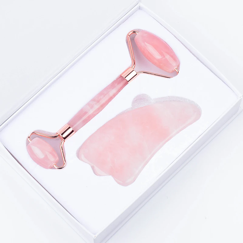 Бесшумный ролик для массажа лица розовый кварц Инструмент Для Массажа Гуаша