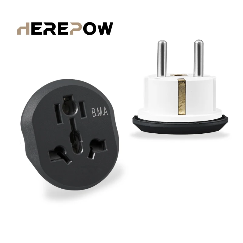 Herepow Universal Plug Converter FR AU US UK To EU Travel Adapter High Quality Home Plug Adapter 16A 250V Wall Electric Socket