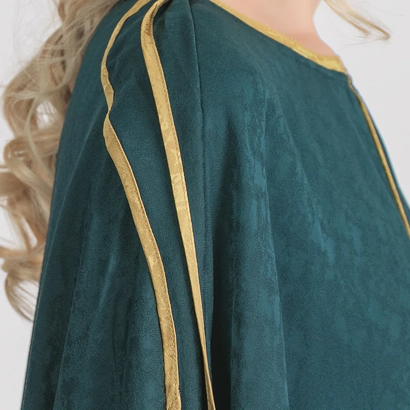 

VOA Silk 22m/m Dark Green Jacquard Women's Five Bat Sleeved Silk Irregular Cocoon Robe Dress AL01 Plus Size Dress for Women