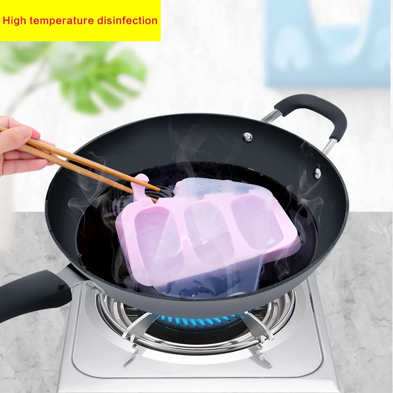 Silicone Ice Cream Mold Reusable Cubes Tray Freeze Popsicle Christmas Decor DIY Maker Tool With 50 Wood Stick | Дом и сад