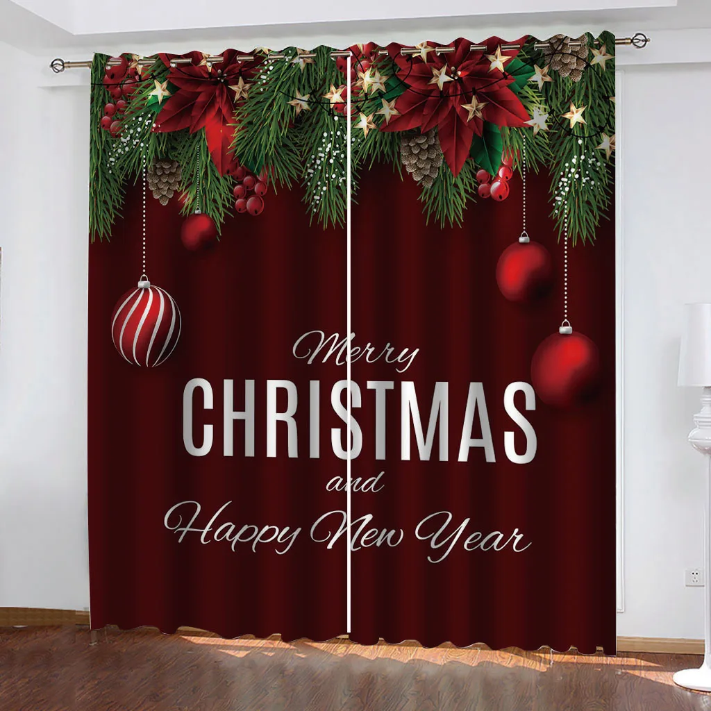 

Luxury Blackout 3D Window Curtains For Living Room Bedroom red christmas curtains stereoscopic curtains