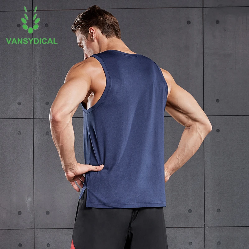Vansydical Спортивная майка для бега и фитнеса Мужская быстросохнущая без рукавов