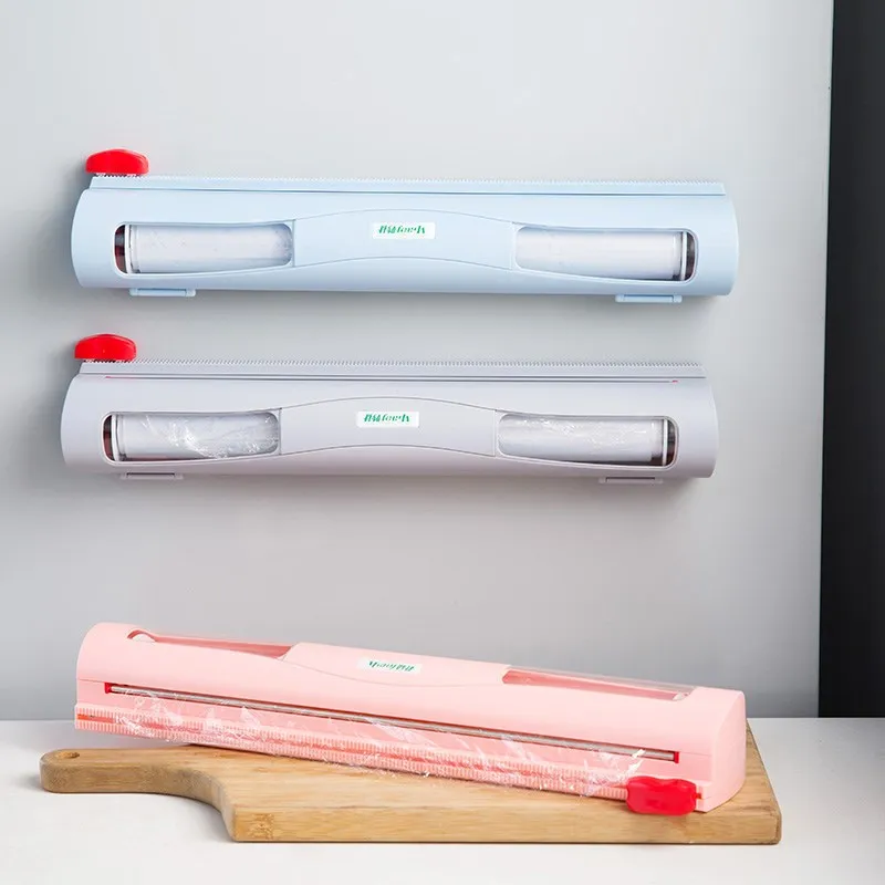 

Plastic Wrap Dispenser with Slide Cutter Reusable Foil & Sealing Film Cutter Kitchen Storage Accessory Adjustable Length BDF99