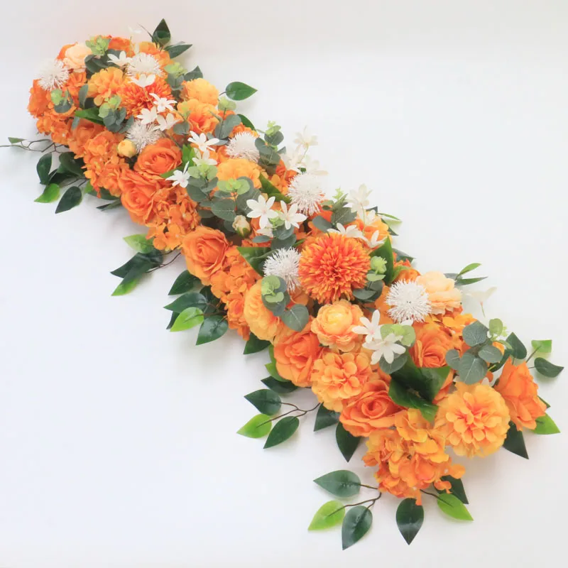 50/100 см DIY свадебный цветок стены композиция поставки шелковые пионы Искусственный цветок розы ряд Декор Свадьба Утюг Арки Фон - Цвет: Orange D