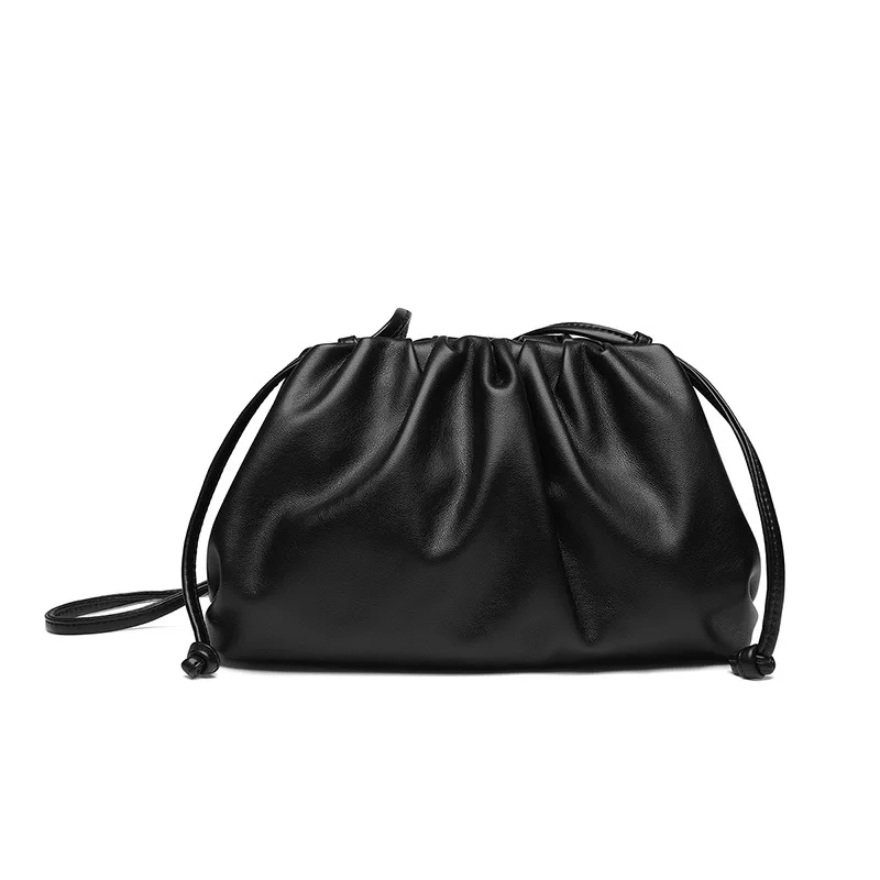 Black 39x11x18cm Модная кожаная мягкая гофрированная большая сумка-мессенджер на плечо, Высококачественная женская дизайнерская сумка, повседневный клатч - Цвет: Black 39x11x18cm
