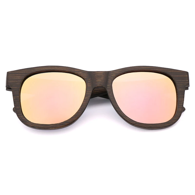 YB001-08 Rose gold Винтажные деревянные солнцезащитные очки из бамбука коричневого цвета, деревянные солнцезащитные очки, мужские Поляризованные женские солнцезащитные очки, квадратные солнцезащитные очки oculos de sol feminino - Цвет линз: YB001-08 Rose gold