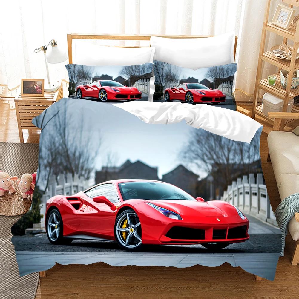 

Fashion Red Car Bedding Set Luxury Modern Duvet Cover Sets Comforter Bed Linen Queen King Single Size Dropshipping Adult Gift