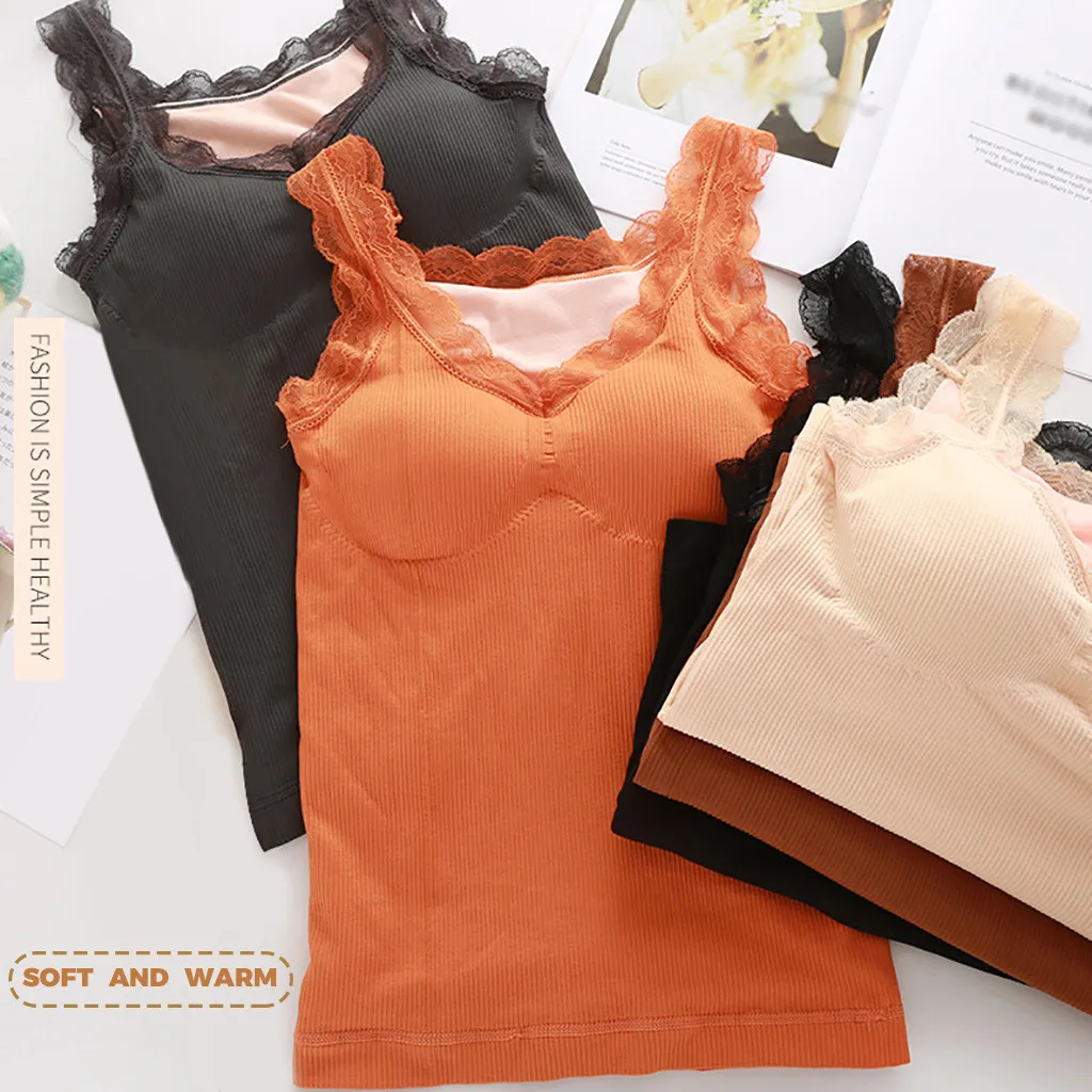 Женское бархатное термобелье кружевной жилет плотная мягкая чашка Женский
