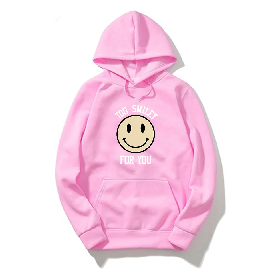 Женский свитшот ADDISON RAE TOO SMILEY модная Толстовка с длинным рукавом уличная одежда