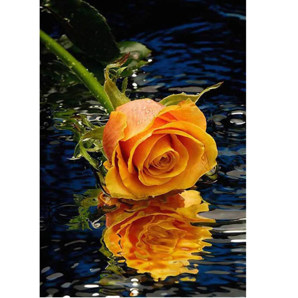 Алмазная живопись круглая вышивка 5D оранжевая роза крест рукоделие домашний