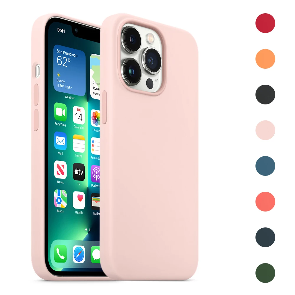 

Оригинальный силиконовый чехол с магнитным мелком, розовый для Apple iPhone 13 Pro | 13 Pro Max | 13 Mini чехол