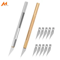 brass carving knife with 10pcs replacement blades multi functional sk2 steel sharp knife for sculpture wood craft fruit art