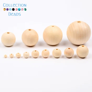4-50mm 1-1000pcs Natural Wood Beads Round Spacer Wooden Pearl Lead-Free Balls Charms DIY For Jewelry Making Handmade Accessories 3