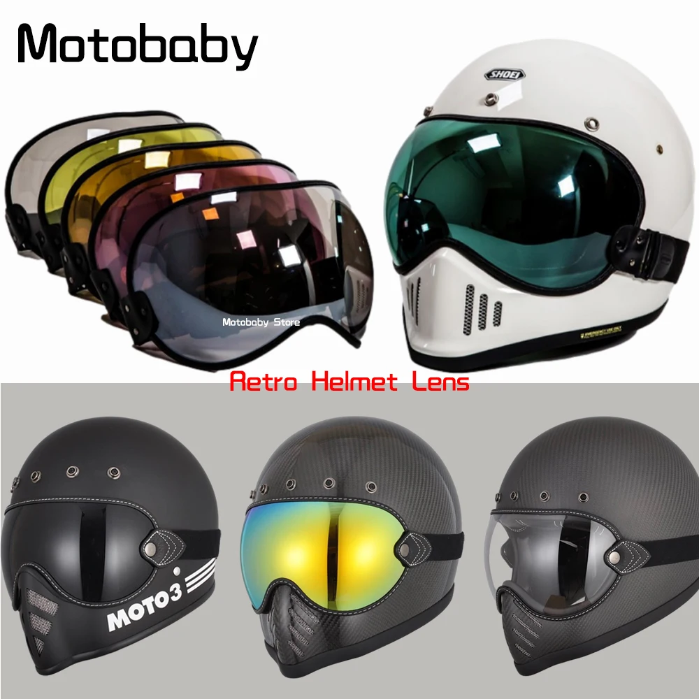 Motorcycle Retro Helmet Visor Bubble Shield Lens Windshield Goggles Accessories For All 3/4 Universal Open Face Half Helmet