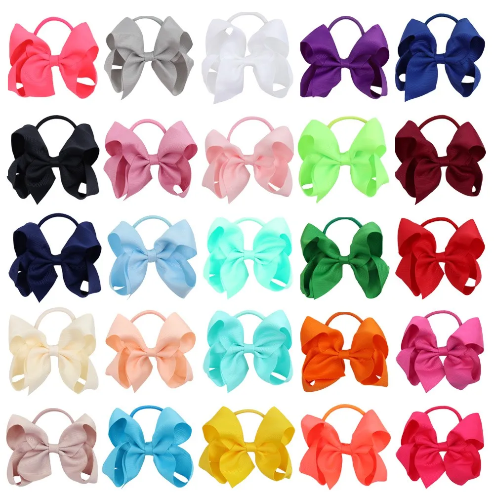 25 шт./лот однотонные бант для волос с голову эластичная повязка головы нахлестом