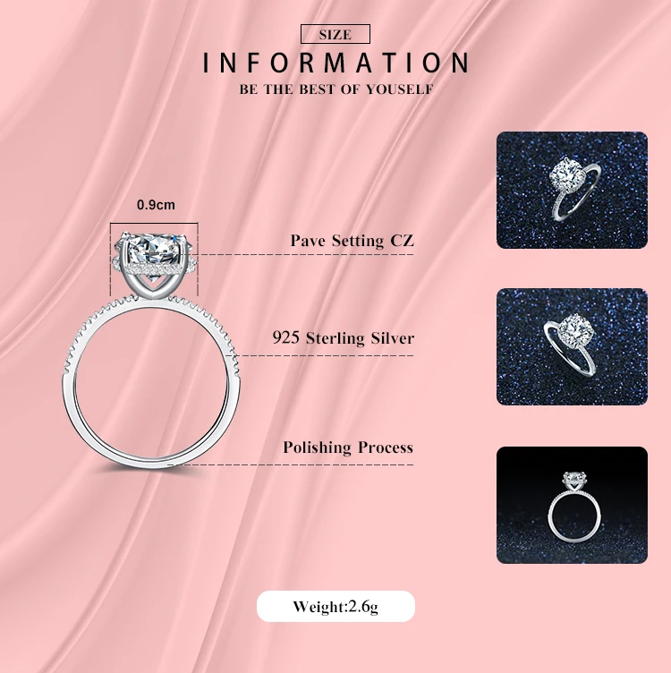 Modian классическое кольцо из 100% настоящего серебра 925 пробы с фианитом в виде