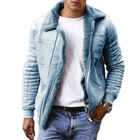 solid men leather thicken jacket winter outdoor coat cardigan jacket faux oversize color outerwear top men coat solid color over