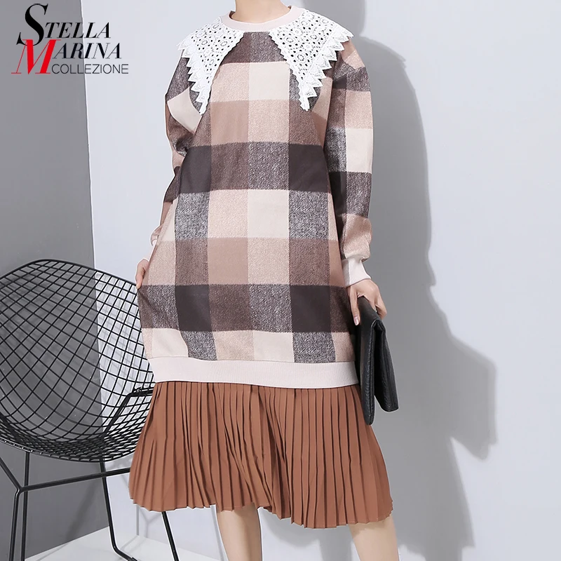 * Новинка 2019 корейский стиль женское разноцветное зимнее клетчатое платье с