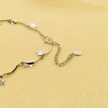 

National Style Imitation Sterling Silver Star Bracelet South Korea Five Pointed Star Anklet Female Fashion Gift Wholesale Sllsau