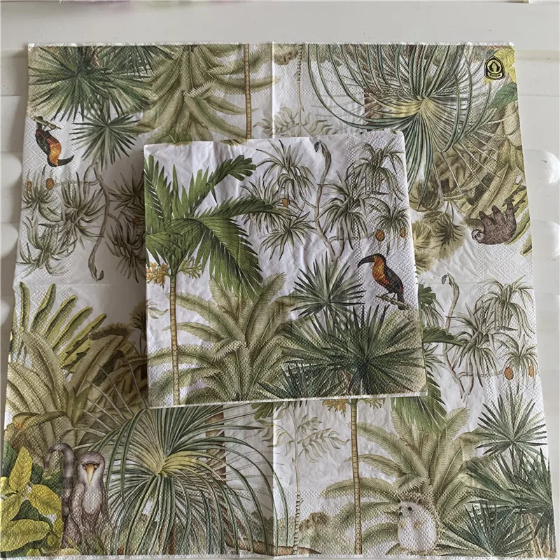 Бумажная салфетка для дебайжа элегантная ткань Винтажный Зеленый тропический