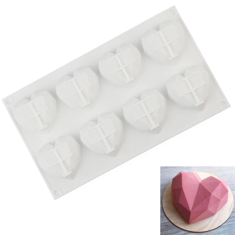 

Silicone Cake Mold Food Grade Silicone Mold Diamond Love Heart Non-stick Baking for Cupcake,Muffin,Jelly,Pudding,Biscuits DIY