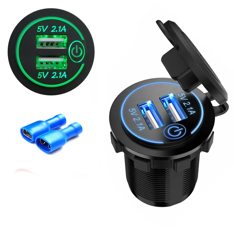 

Waterproof Power Outlet Auto fast Charger Socket Adapter Car Motorcycle Durable Accessories Dual USB 4.8A Mobile Phone Charger