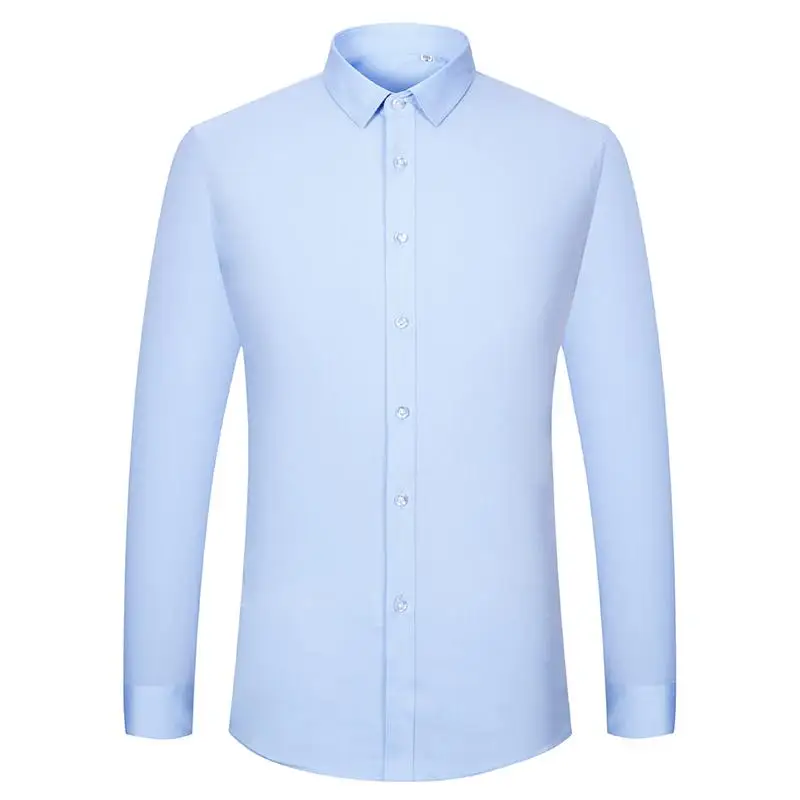 

Men's Casual Non-iron Bamboo-fiber Classic Shirt Pocket-less Design Long Sleeve Standard-fit Formal Business Solid Dress Shirts