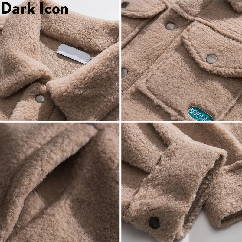Темные иконы шерпа карманы Карго пальто для мужчин 2019 Зима Новая мода толстые