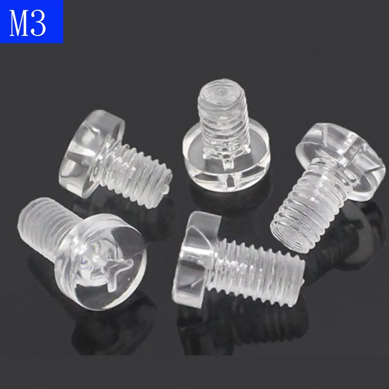 

M3 x 0,5 3 мм винты с нейлоновой круглой головкой Phillips, пластиковые винты для машин, прозрачные болты