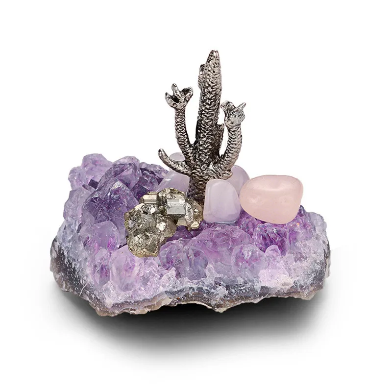 1 шт. с кристаллами Колчедана натуральный драгоценный камень Geode аметист камни