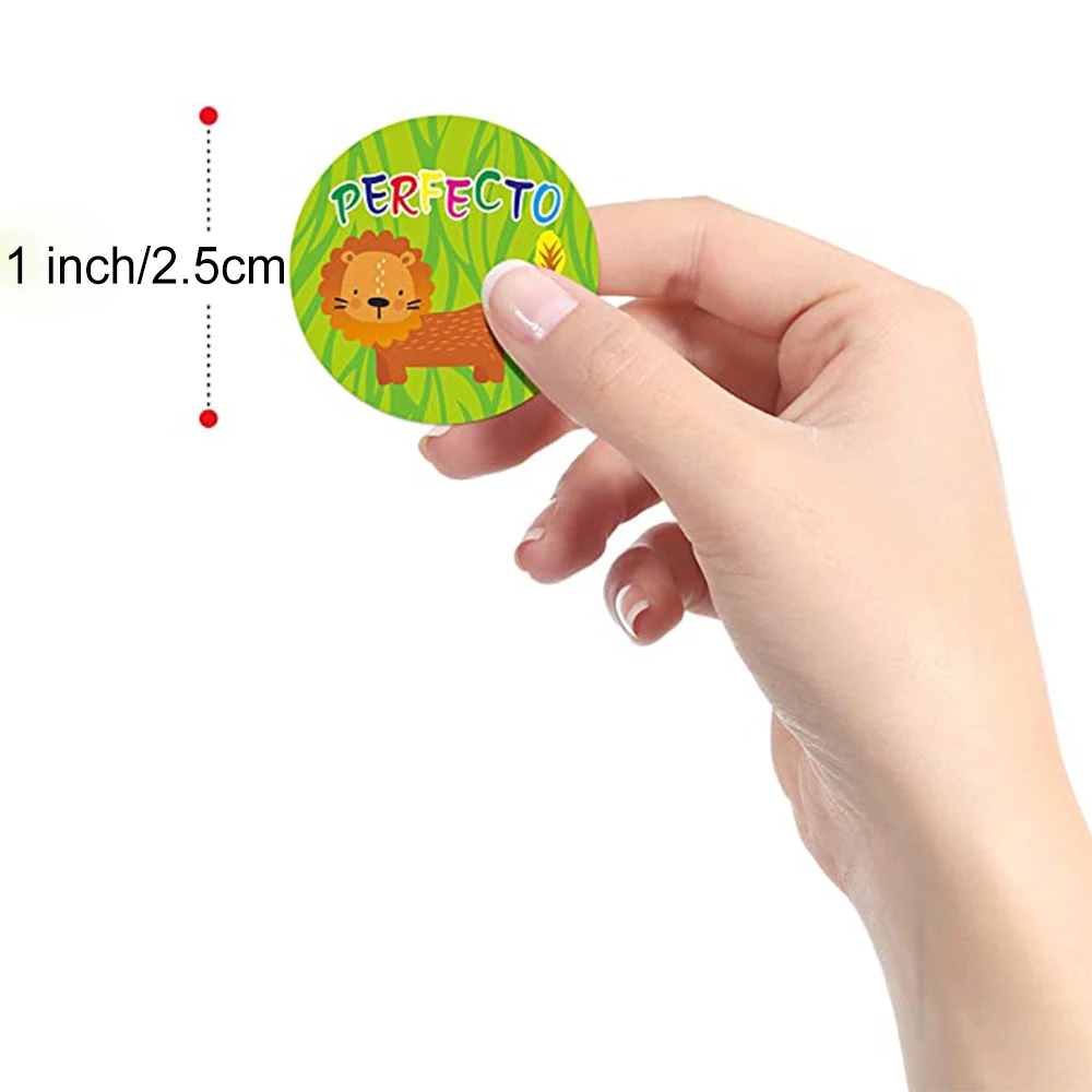 Pegatinas redondas de recompensa de animaci&oacute;n, etiquetas de sello de animales lindos para Caja de Regalos de ni&ntilde;os, pegatinas de 1 pulgada, 500 Uds por rollo para premio para ni&ntilde;os-1
