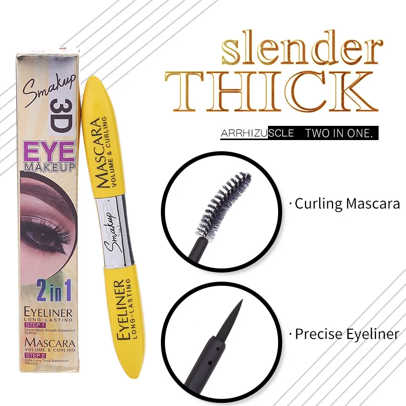 

pcs Double-head Curling Mascara Waterproof Fast Dry Thick Not Blooming Eyelashes Makeup Black Silky Liquid Mascara Cosmetics