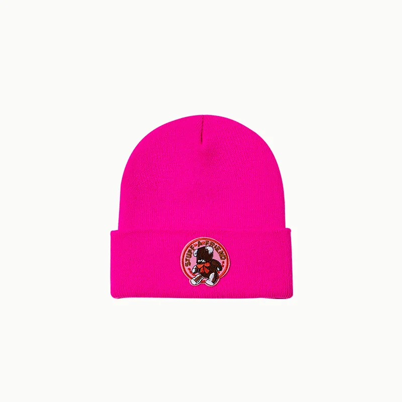 Новинка Осень-зима 2021 модная трендовая трикотажная шапка с милым медведем и