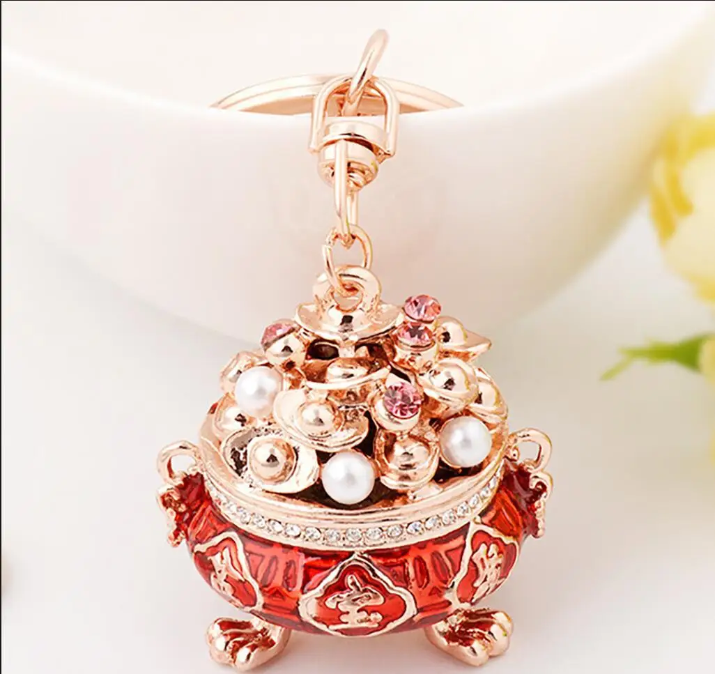 

2021 Creative Chinese Wind Cornucopia Car Keychain Bag Ornament Pendant Jinding DIYaa Keychain Accessories Small Gift