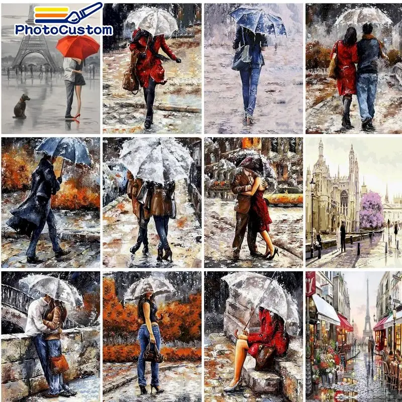 

PhotoCustom Acylic Pictures By Numbers Couple Figure on Canvas Coloring Painting by numbers Landscape Wall decor Gift