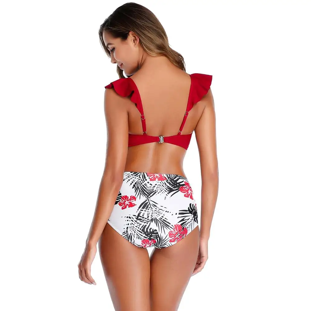 Купальник с листьями 2020 бикини принтом Женский комплект пуш ап бандо купальник