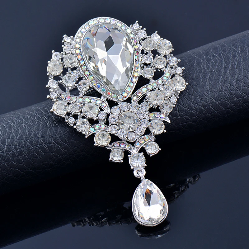 

KIOOZOL Luxury Rhinestone Flower Brooch Micro Inlaid Cubic Zirconia Brooch For Women Vintage Jewelry Accessories Gifts ZD1 KO2