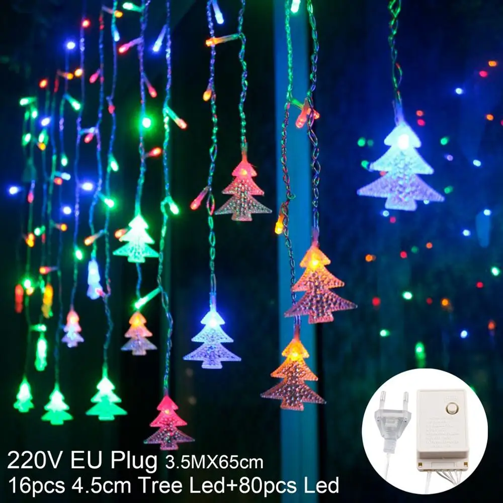 EU Plug 220V QIFU Рождественская елка занавеска С лосями светильник Счастливого Рождества Декор для дома Рождество украшения Рождественские подарки Navidad год - Color: EU Plug 220V