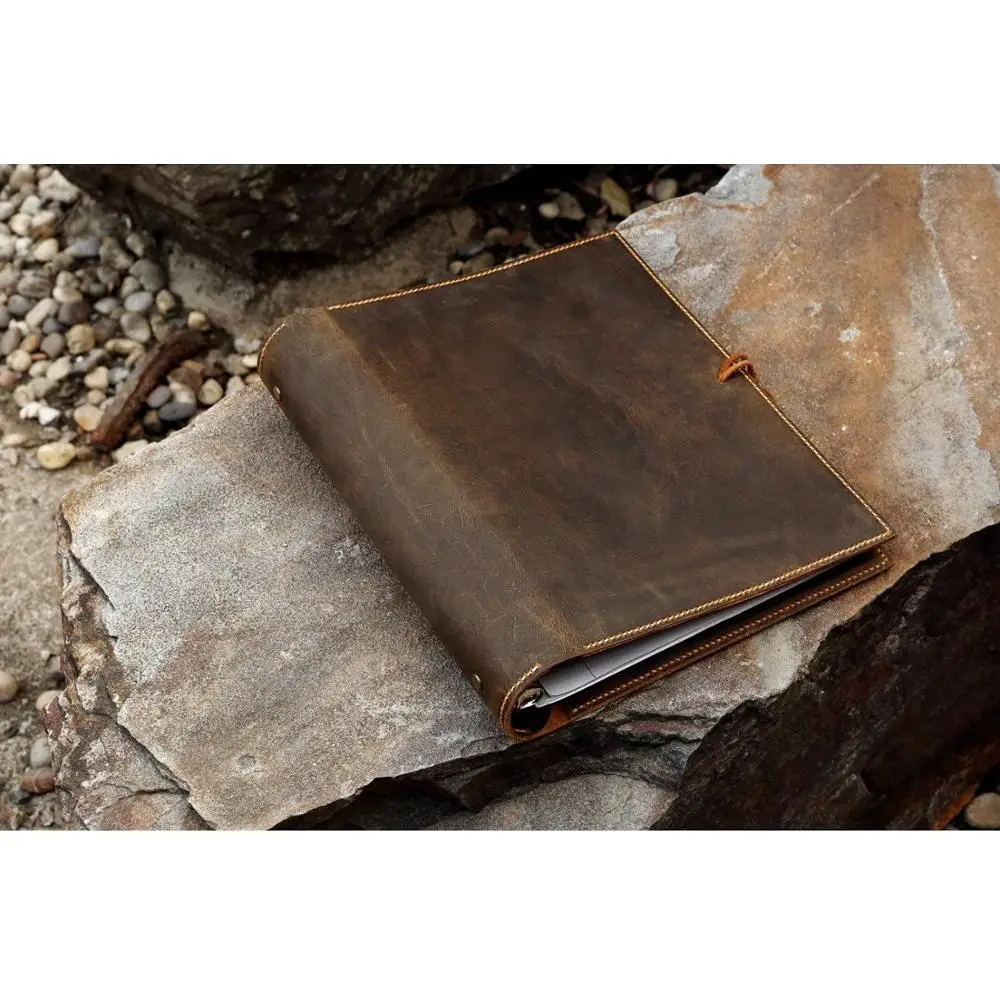 Кожаный Органайзер с тремя кольцами для презентаций 2 дюйма винтажный кожаный