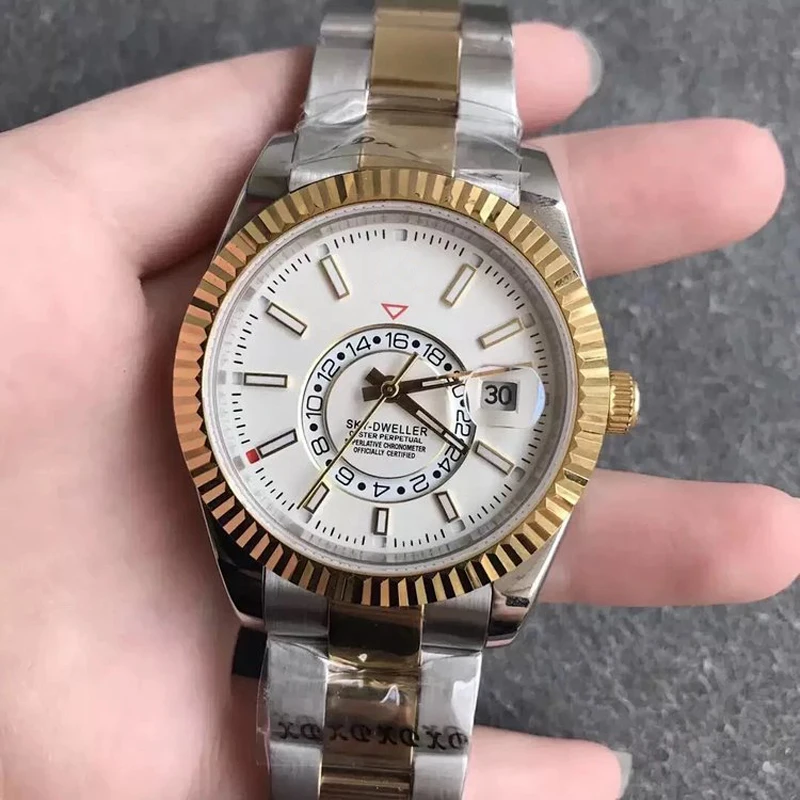 

Men's Watch Waterproof Automatic Mechanical Sky Resident 904L Stainless Steel Eta2813 Sapphire Glass Manual Moon Adjustment