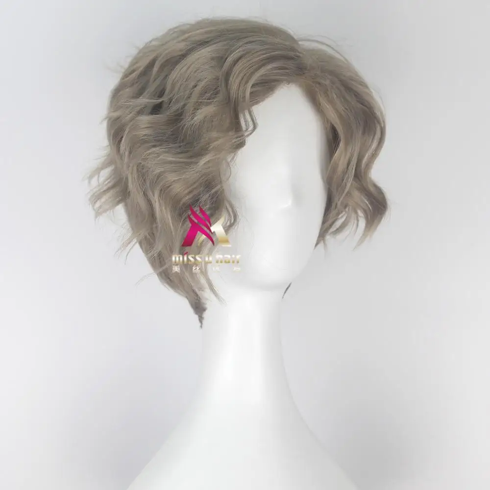 Парик для косплея Мориса из фильма Красавица и Чудовище короткая серая волнистая