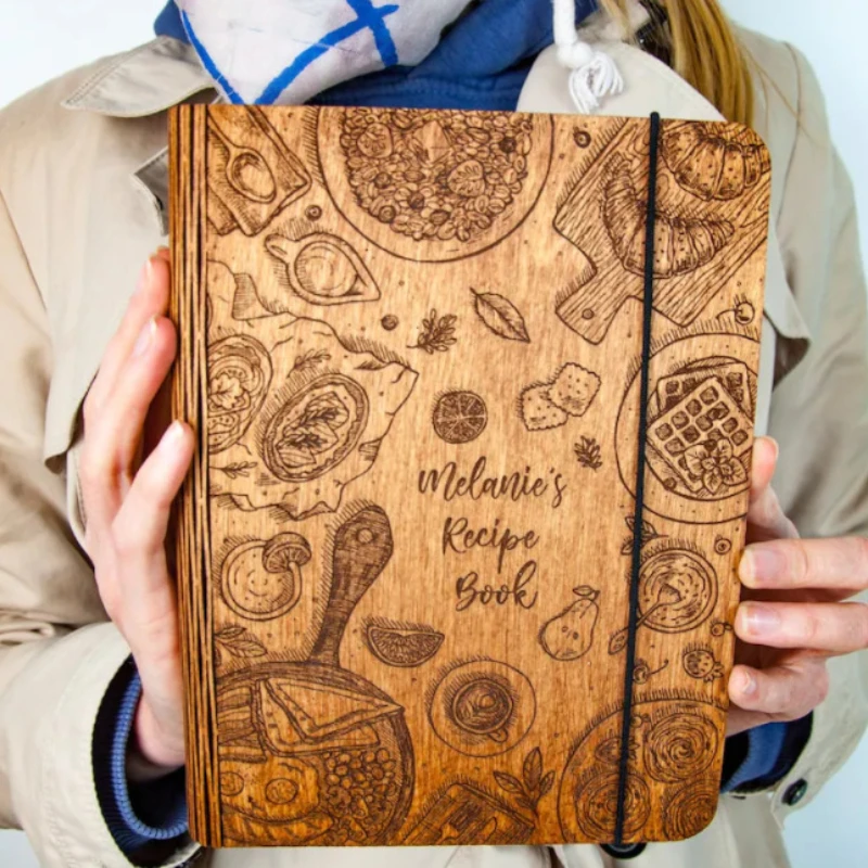 

Wooden Notebook Christmas Birthday Gifts for Book Lovers Archives Recipe Book Wood Engraved Wedding Personalized Guest Book