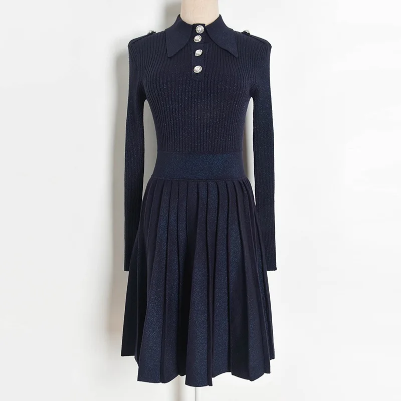 

Осень 2020, новый стиль, вязаное платье с длинным рукавом MSXU, плиссированное платье, женское вязаное платье, вечернее праздничное платье