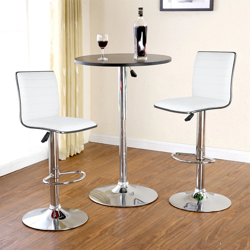 

2pcs/Set White/black Bar Chair PU Leather Swivel Bar Stool Height Adjustable Kitchen Counter Pub Striped Chair Bar Stools