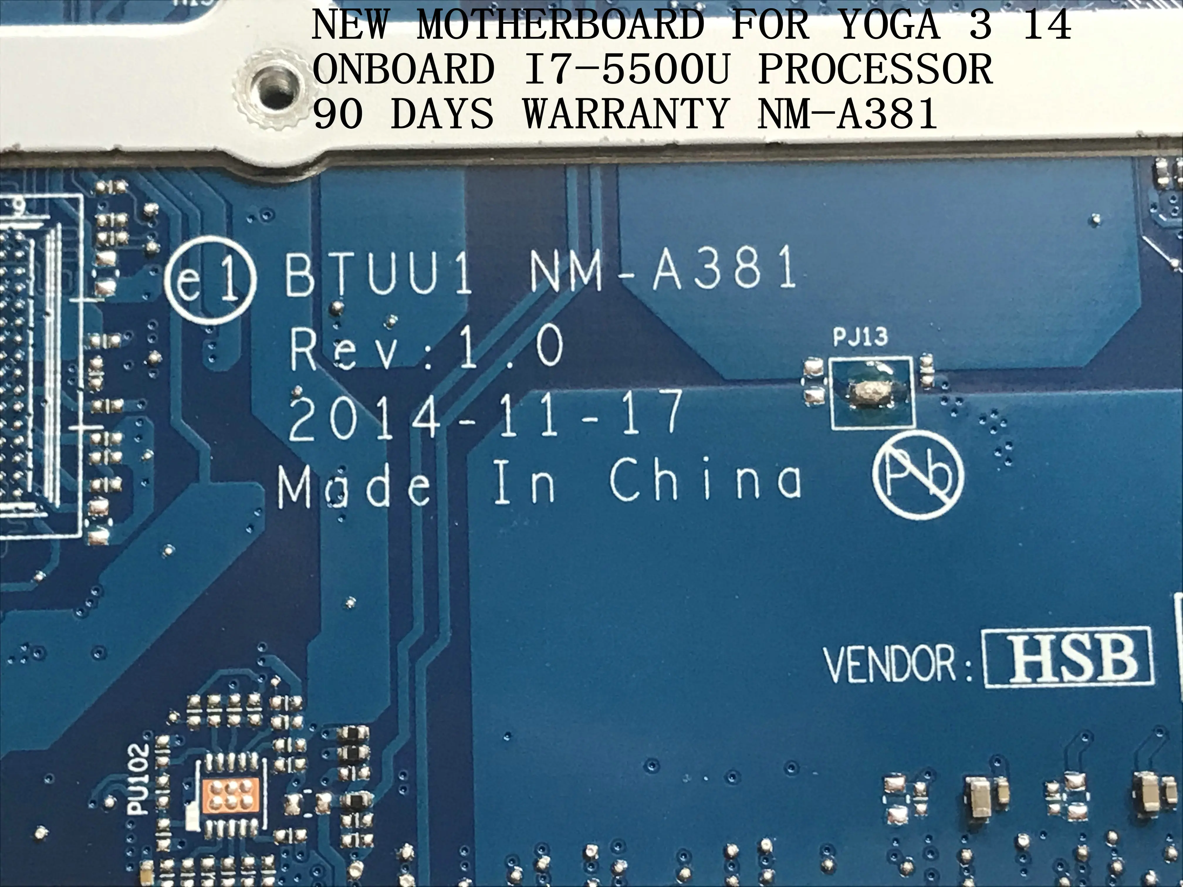 

Быстрая доставка, материнская плата BTUU1 NM-A381 для ноутбука LENOVO YOGA 3 14, центральный процессор, (новый товар. Все в порядке)