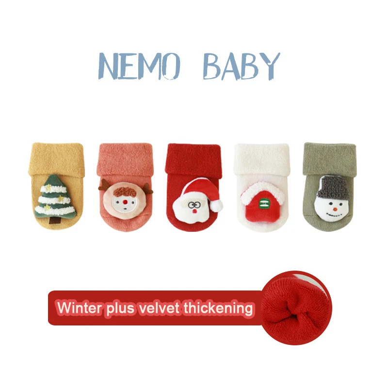 

Thicken Baby Socks Dispensing Glue Non-slip Baby Floor Socks Children Christmas Cartoon Doll Socks Xmas 2022 New Year Kid Gift